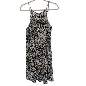 ASTR Size Small Leopard Print Mini Dress White Black Sleeveless